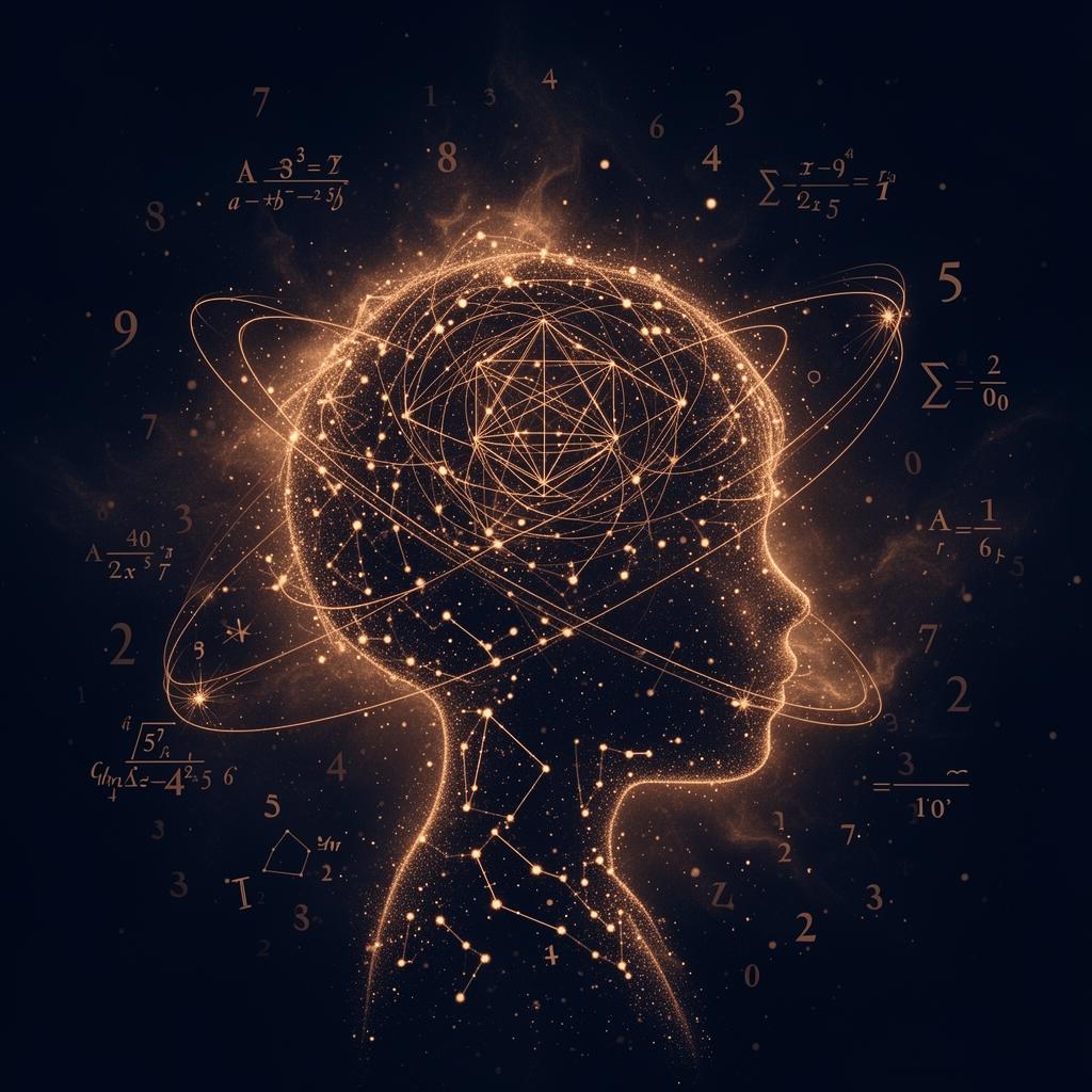A child's mathematical mind visualized as cosmic geometry and constellations